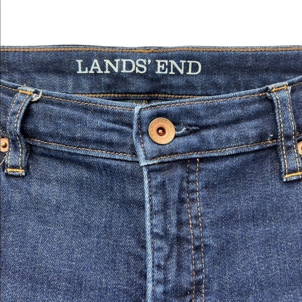 Lands’ End Fit 1 Slim Leg Blue Dark Denim Mid Rise Skinny Stretch Jeans Women 8 - Picture 5 of 15